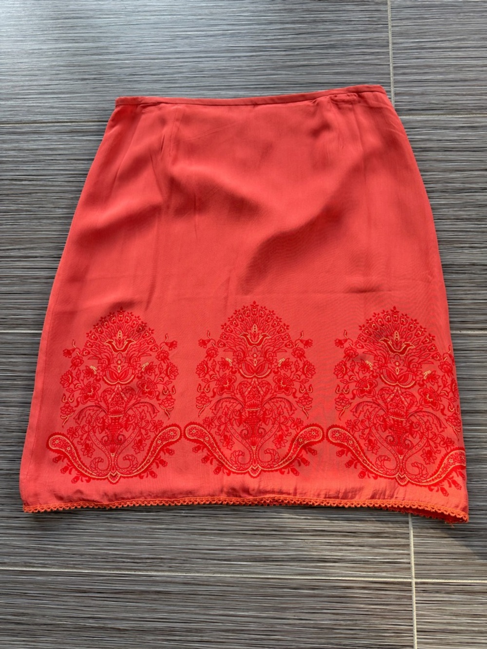 Ann Taylor Burnet Orange Red Lined Pencil Skirt Size 10P